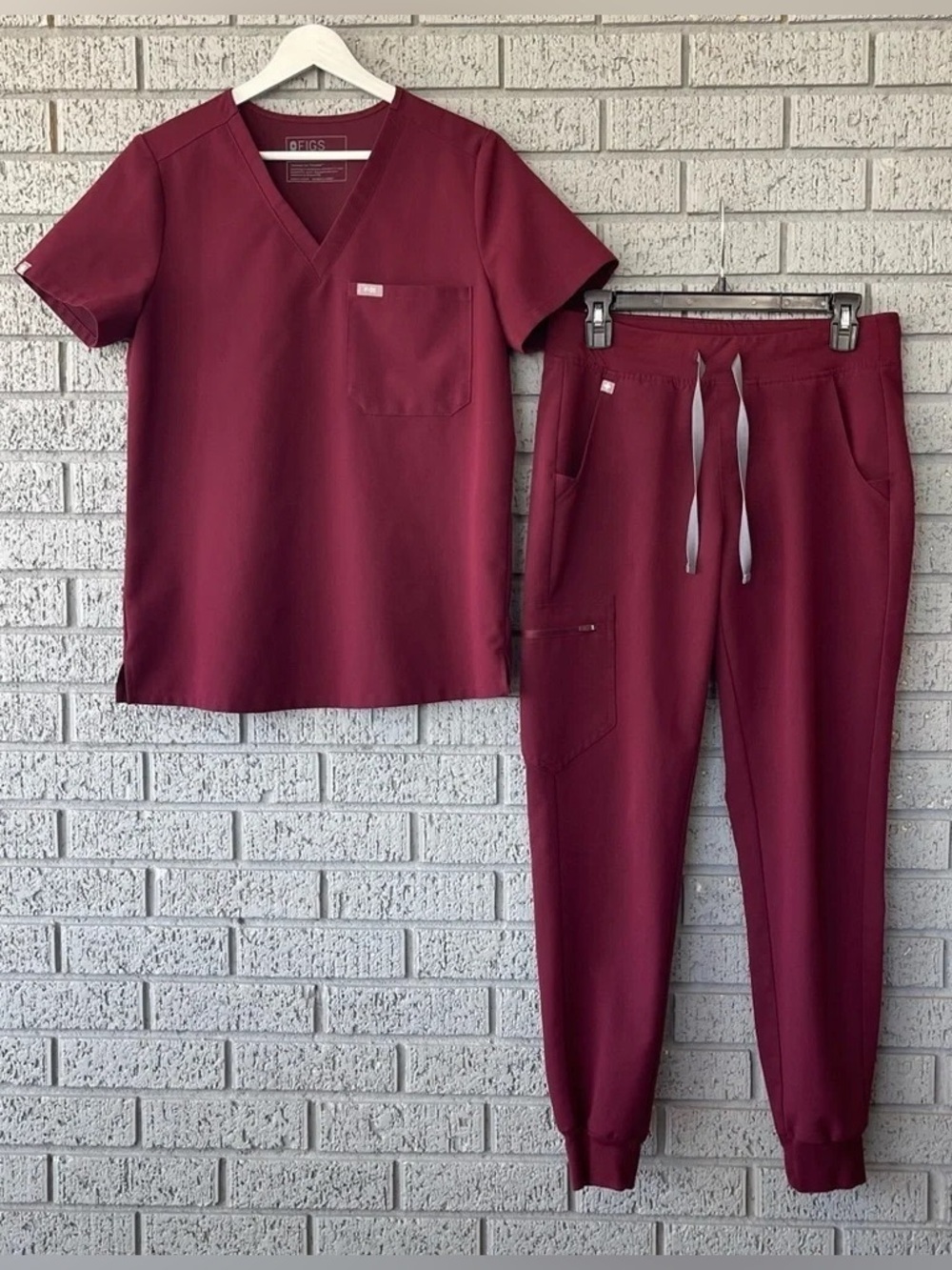 Figs Scrub Set Burgundy Maroon Size Small